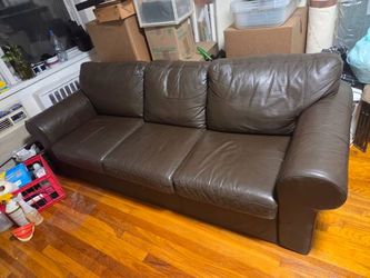 IKEA Leather Sofa Rich Brown 6.5ft