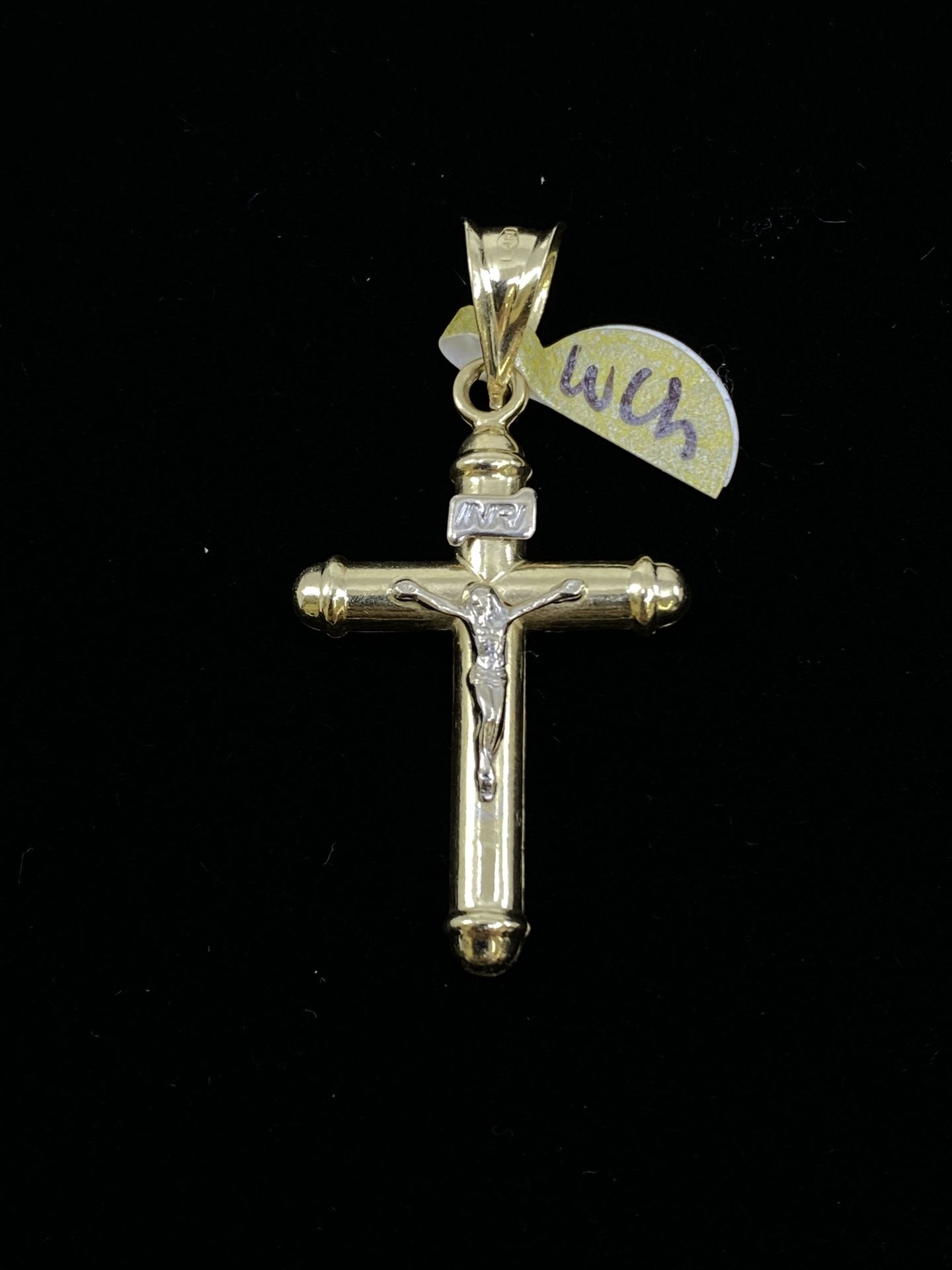 $250 Two Tone Gold Cross Crucifix Charm Pendant