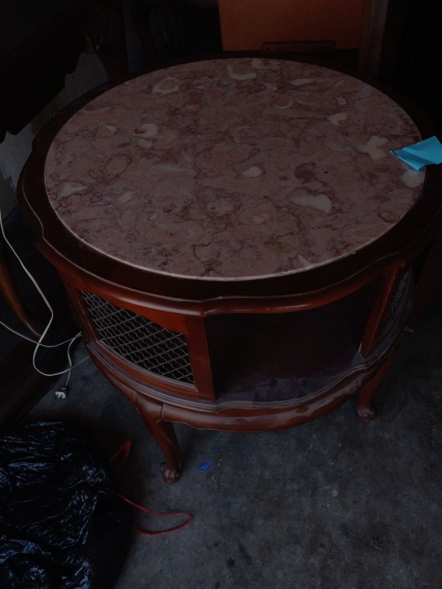 Large Antique Table With Marble Top