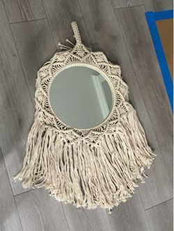 Macrame hanging mirror