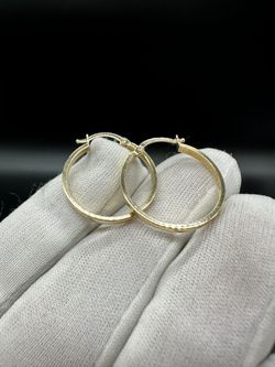 1" 14KT GOLD HOOP EARRINGS #34684