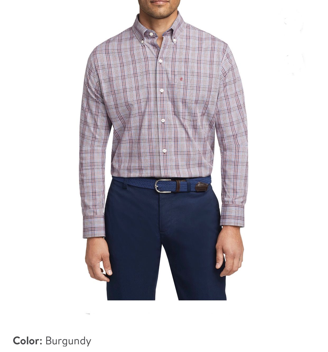 NEW Men’s IZOD XXL Burgundy Plaid Button Down Long Sleeve Shirt