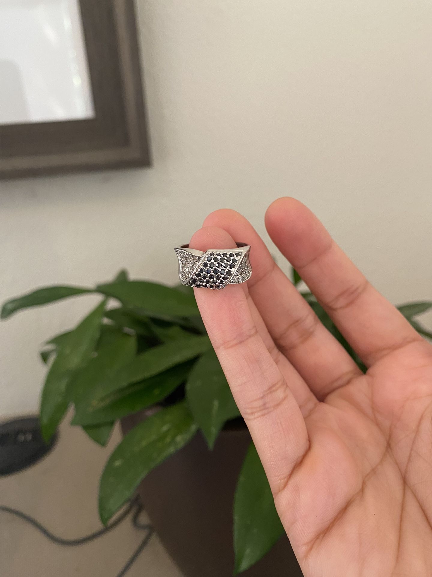 Silver Ring Size 9 Diamonds And Cubic Zirconias 