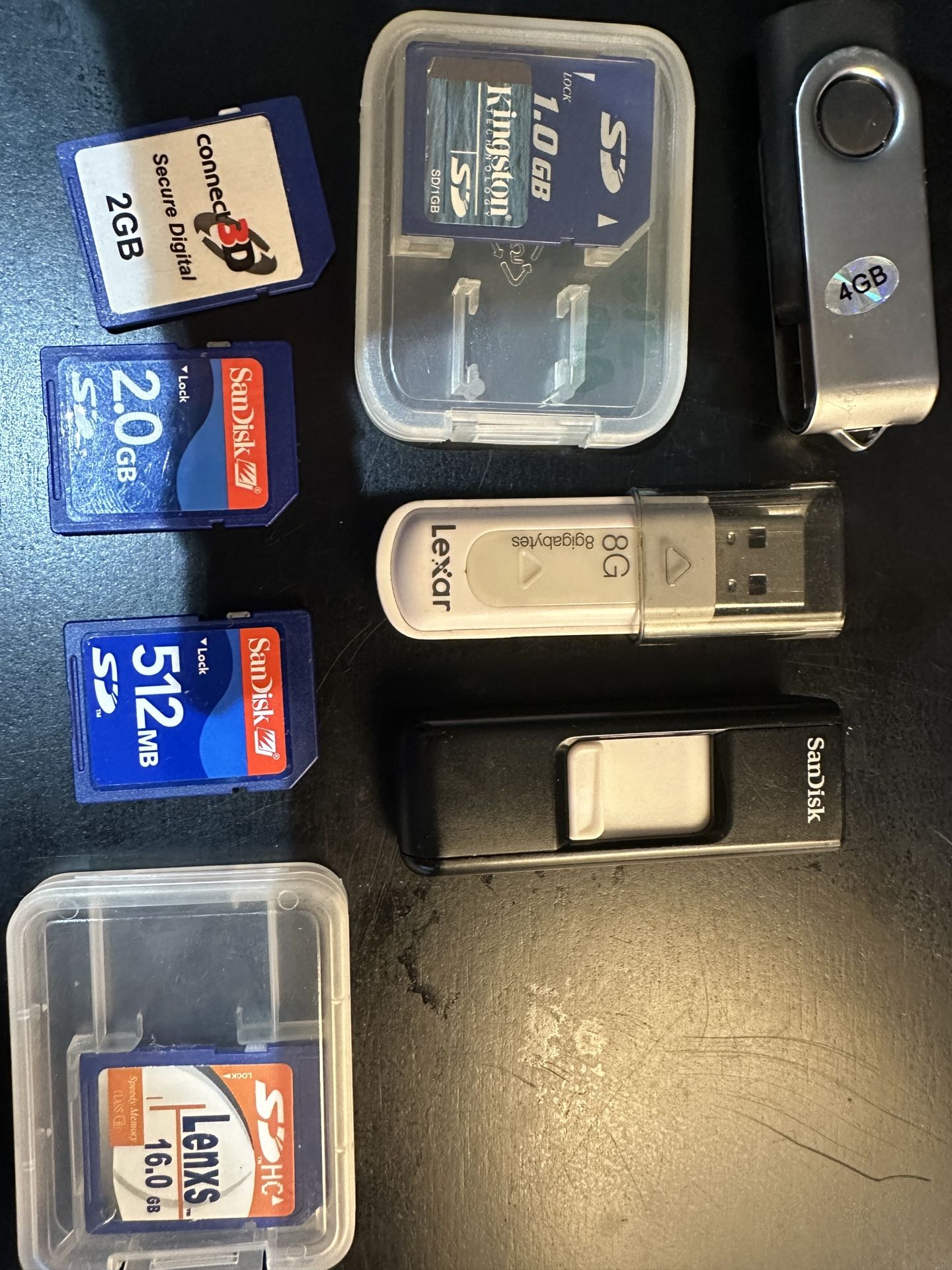 Sandisk, Lexar , 512MB TO 16GB SD CARDS  And Thumb drives