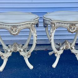 Pair Of French Provincial Louis XV Painted End Tables