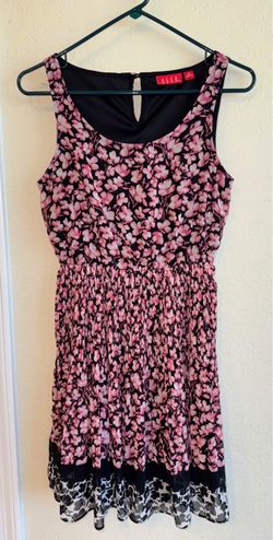 Elle Black Dress with Pink Floral Print