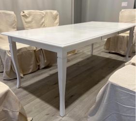 White Wood Rectangular Dining Table