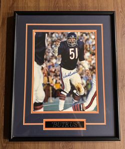 Dick Butkus Signed Chicago Bears Framed Photograph – 21” x 17”