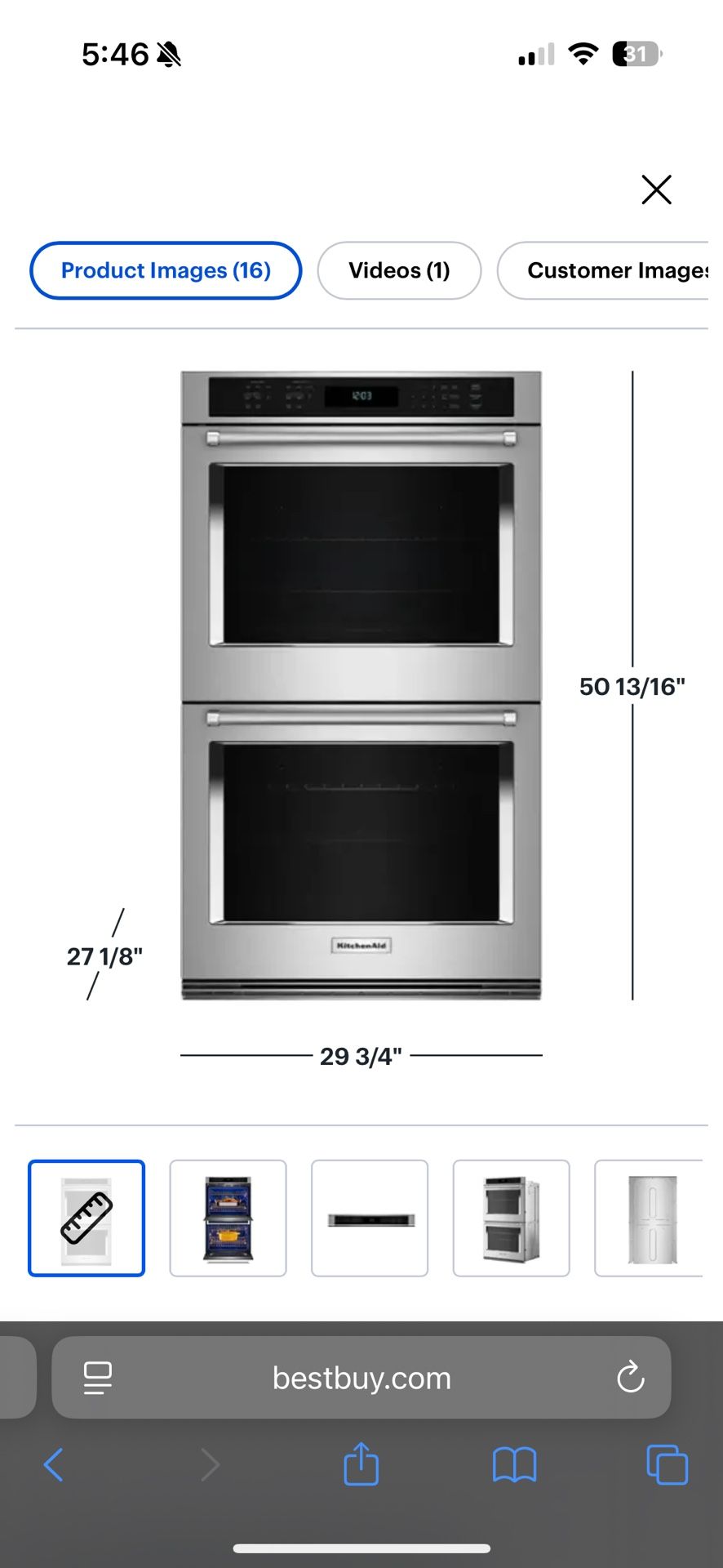 Kitchen Aid 30” Double Wall Ovens With Air Fry Mode