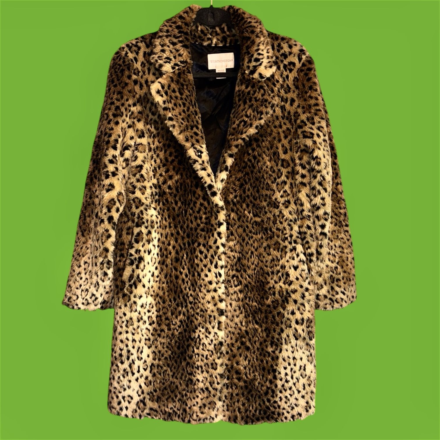 Worthington Leopard Print Faux Fur Coat -Size Medium