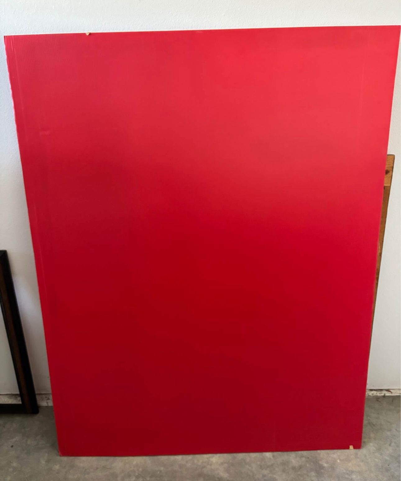 Red corrugated fluted plastic backing sheet 42.75”wide x 54”long x 4mm thick