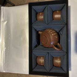 Chinese Handmade Qinzhou Nixing Clay Teapot Set 