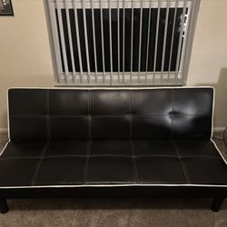 Black Leather Futon 