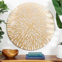 Wood Abstact STARBURST Gold & White 35.5”  Wall Decor
