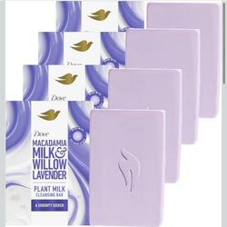 Dove Plant Milk Cleansing Bar Soap Macadamia Milk & Willow Lavender Serenity Seeker 12 COUNT!!! for Moisturized Skin Gentle Cleanser, No Sulfate Clean