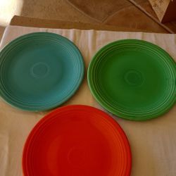 3- Vintage Fiesta Large 15"  Chop Plates