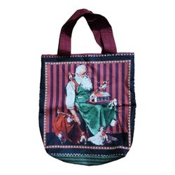 Norman Rockwell Christmas Santa Holiday Fabric Tote Bag