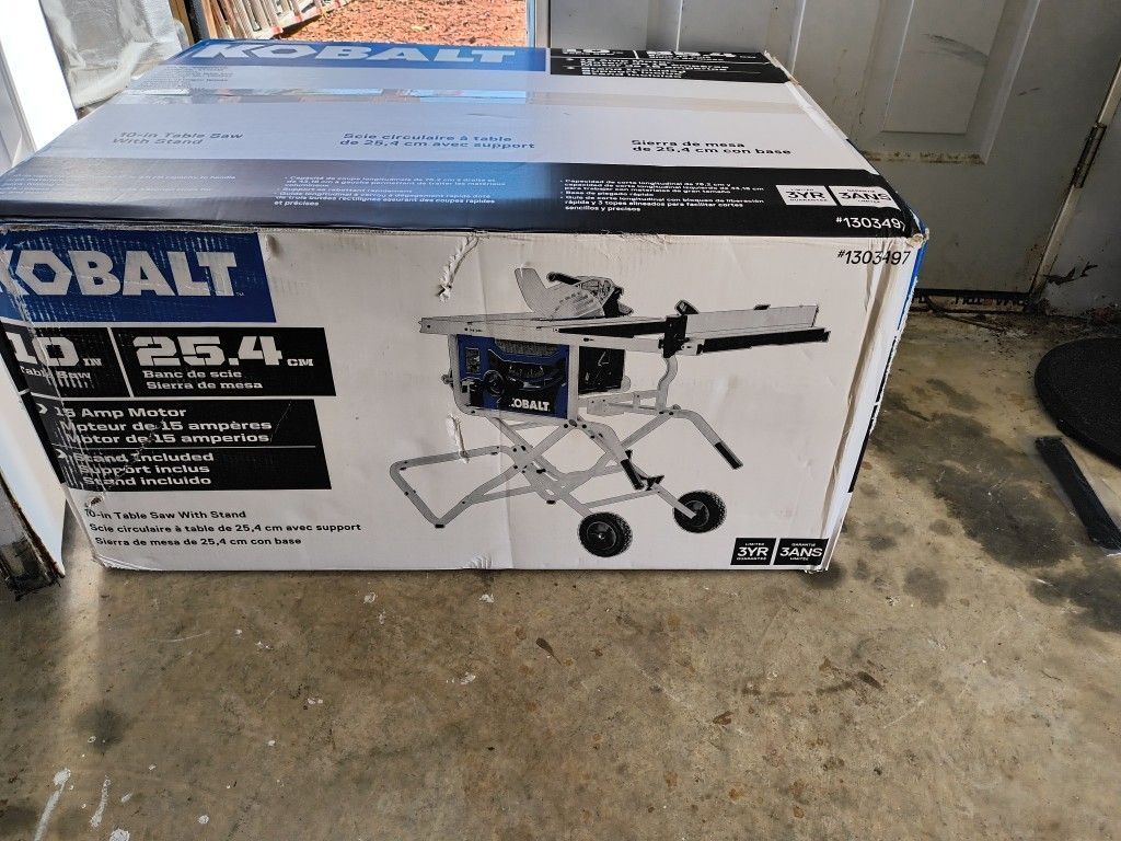 KOBALT 10 INCH TABLESAW WITH STAND.