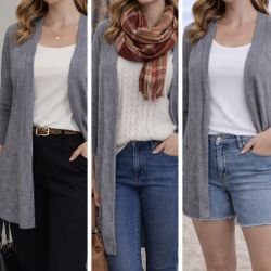 Another Reason Gray Open Front Cardigan Medium Lightweight