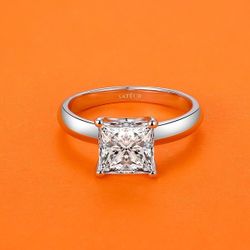 Princess Cut 2 Carat Size 8 Moissanite platinum finished rings 90% off retail