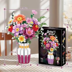 Flowers Bouquet Building Set with 2 in 1 Vase