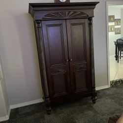 Beautiful Dark Brown Armoire  44” Wide X 80”Hx18”D