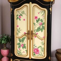 Custom Order Option: Upcycled Armoire Bold, Bright Colors & Art