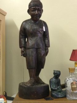 Wooden Burma warrior statue