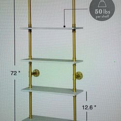 6 Tier Gold Metal Frame Bookshelf 