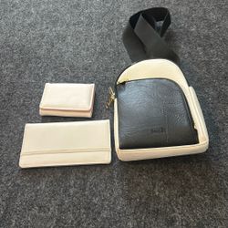 Black And White Sling Purse, Which Includes Checkbook And Wallet