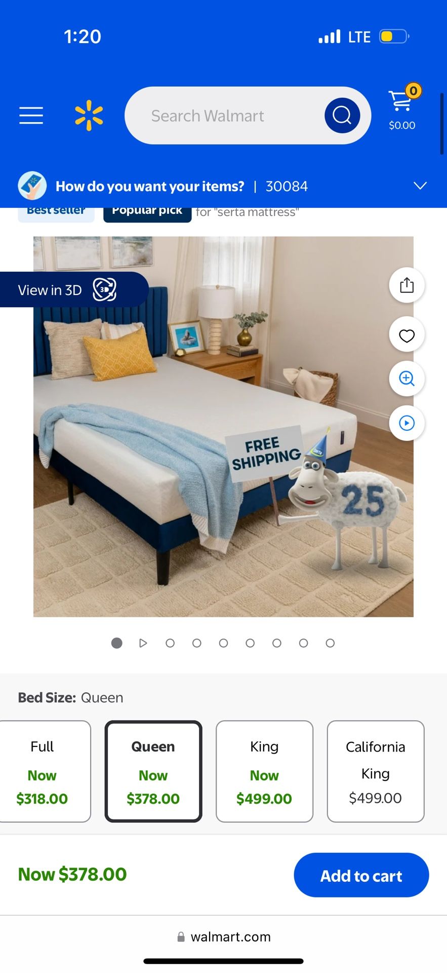 Serta Gel memory Foam Mattress QUEEN