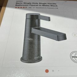 MOEN Beric Single Hole Single Handle Bathroom Faucet in Matte Black