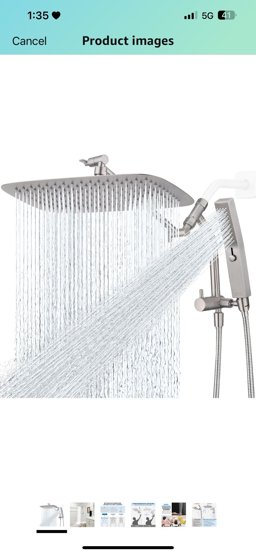 G-Promise All Metal 14 Inch Shower Head with Massage Mode Handheld, Rain Shower
