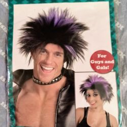 Charades Head Banger Black And Purple Short Straight Unisex Wig
