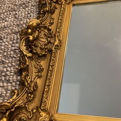 Antique Authentic Original1850 French gilt wood and plaster Louis the 15th  goldleaf picture frame With Mirror Measures 36” X 30”