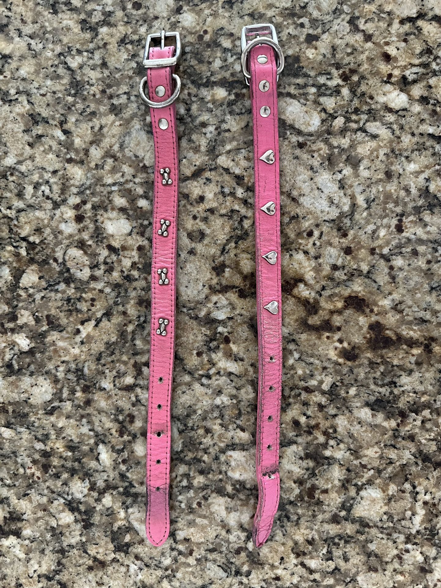 Pink Leather Dog Collars Set (19-22lb)
