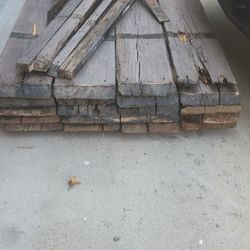 Aged and Weathered Wood Boards from Huge Garage Door Includes Metal Strapping 