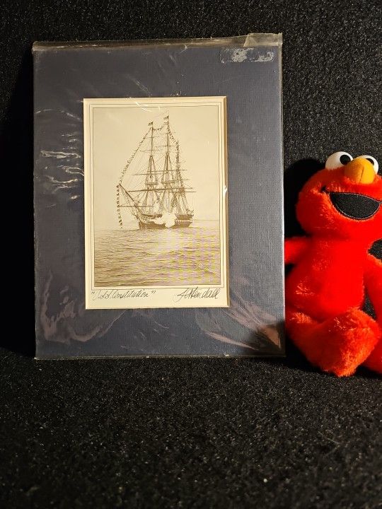 Vintage 1995 Signed Print by Artist J A Kendall 8"x10" Tall Ship Collection of "U.S.S. Constitution"