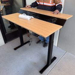 New In Box 47x28 Inch Table Top Electronic Standing Office Computer Desk Raise From 27 Inch To 46 Inches Heavy Duty Bamboo Top Double Tier 