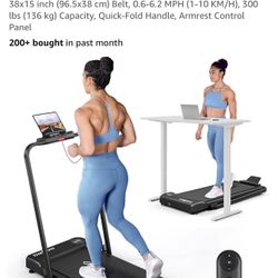 THERUN Walking Pad with Handle Bar, Foldable Under Desk Walking Pad 38x15 inch (96.5x38 cm) Belt, 0.6-6.2 MPH (1-10 KM/H), 300 lbs (136 kg) Capacity, 