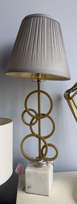 Gold Ring Table Lamp with Marble Base
