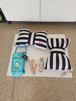 Barbie-brand Pillows, girls shoes, Camelback bag