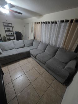 Gray Fabric L-Shaped Sectional Sofa