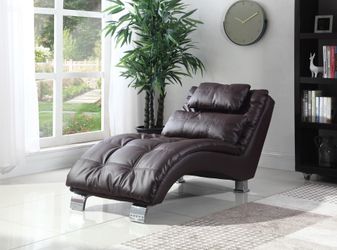 Cozy Chaise in Brown Leatherette $299! SALE!