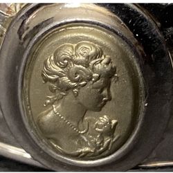 Italian Sterling Silver 14K Hammered Cuff Cameo 