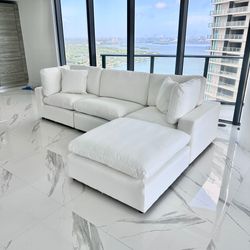 New White Sectional Cloud Couch Sofa