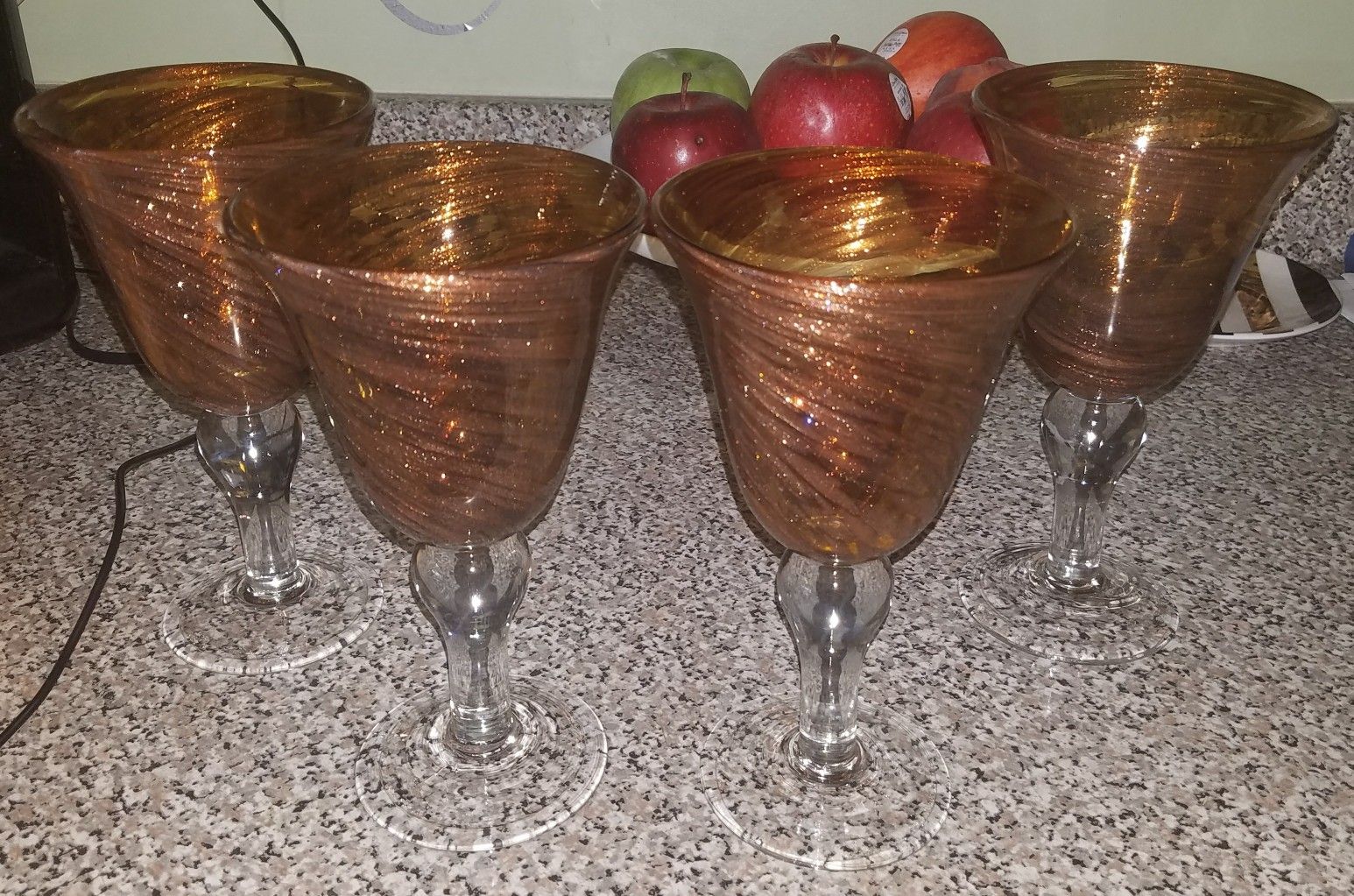 Brown & Gold wine glasses.