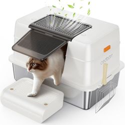 stainless steel cat litter box with lid