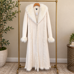 NWT bebe Faux Shearling Maxi Coat – Ivory – Size M