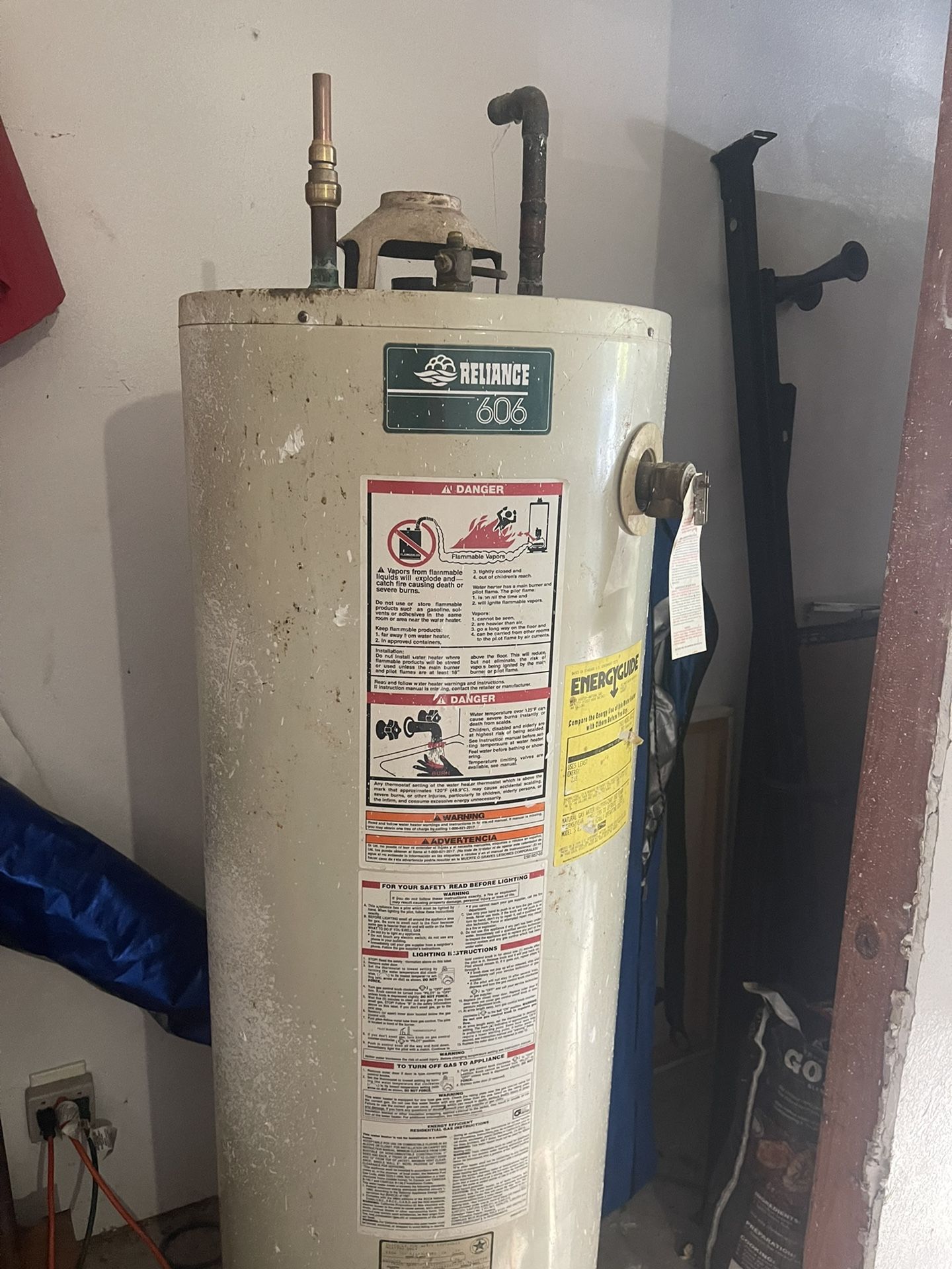 reliance 606 water heater 40 gallon Gas